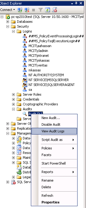 View and Read Audit Log in SQL Server