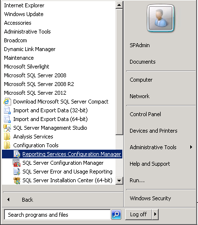 open SSRS Configuration Manager