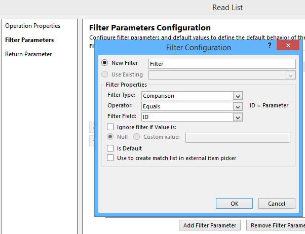 Filter Parmater Configuration