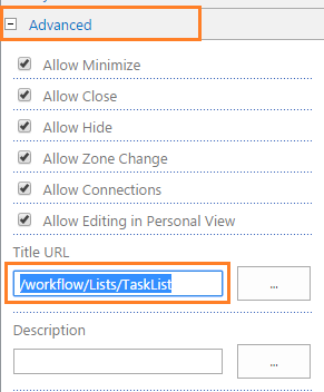 Advanced setting - Title URL in SharePoint Web Part