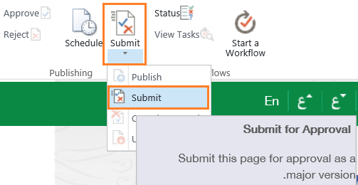 submit a page for approval in SharePoint - blank page