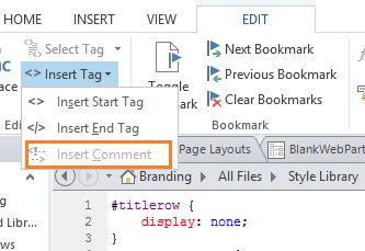 Comment CSS Code in SharePoint Designer